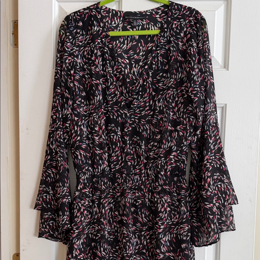 White House, Black market Black Patterned Dress size 14 (see note)